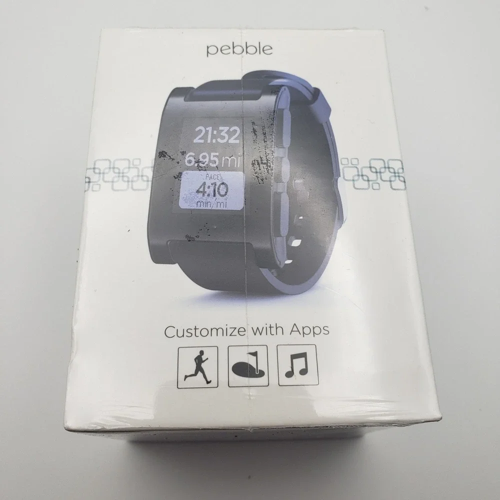 Pebble Smart Watch 301BL E-Paper Bluetooth iOS Android Black New Sealed